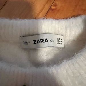 90s Vintage White Fuzzy Short Sweater